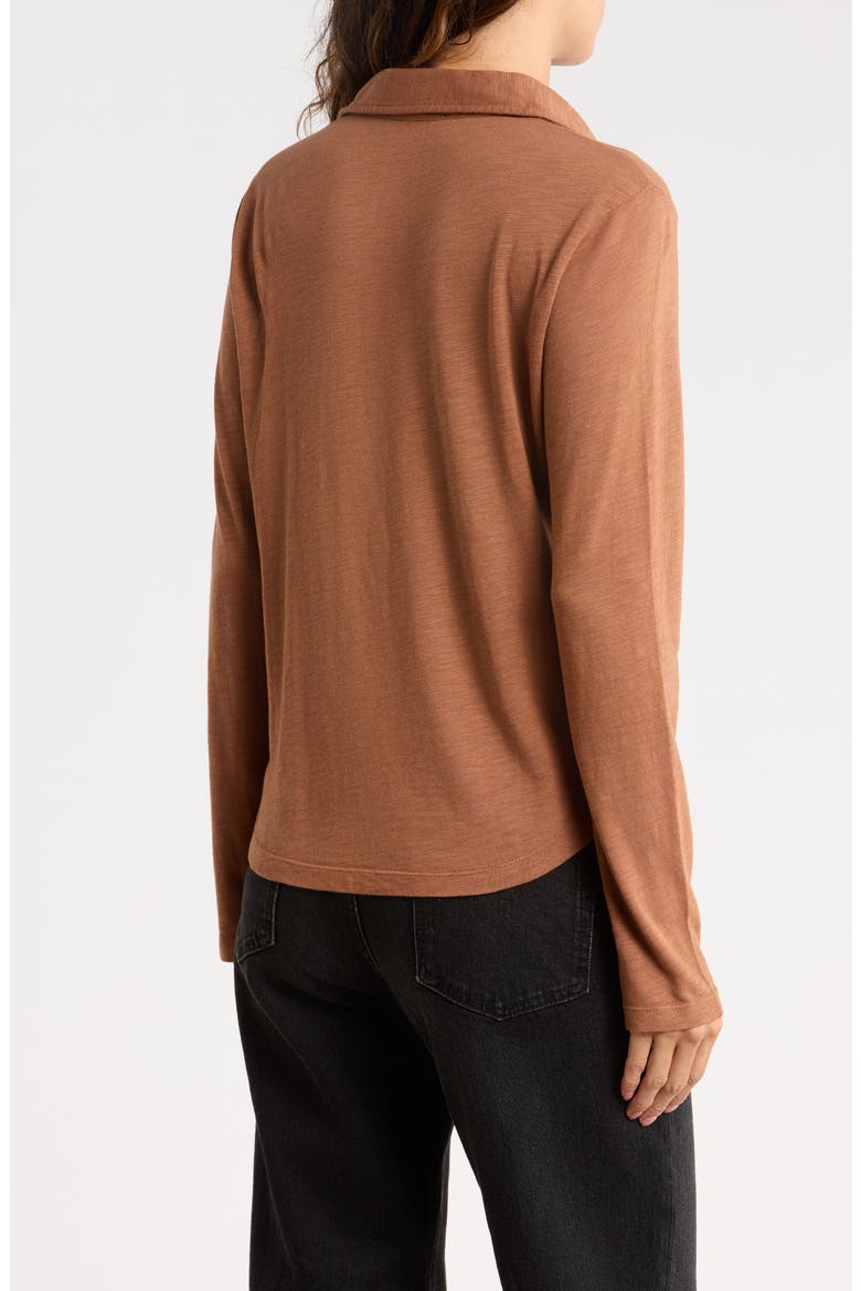 Cotton Knit Button-Up Shirt, Alternate, color, TWILIGHT GOLD