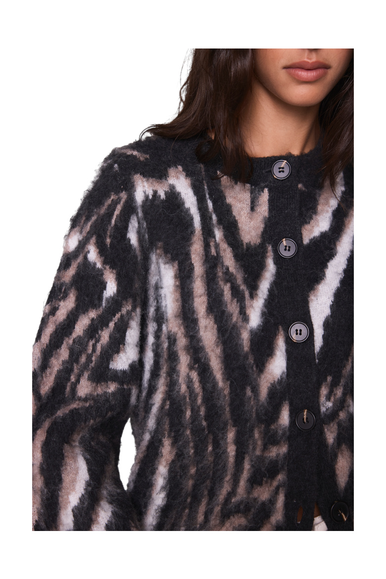 Zebra Knit Cardigan, Alternate, color, Neutral
