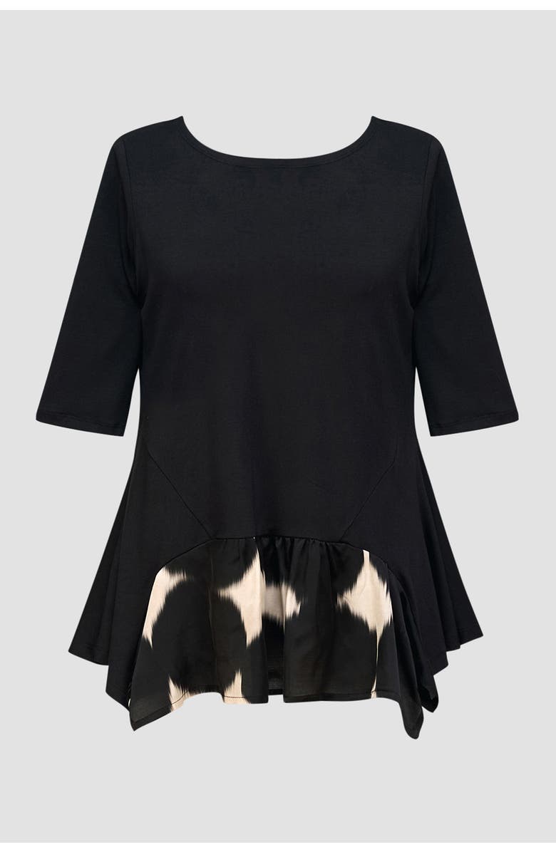 Alembika Serene print mixed media peplum top, Alternate, color, 