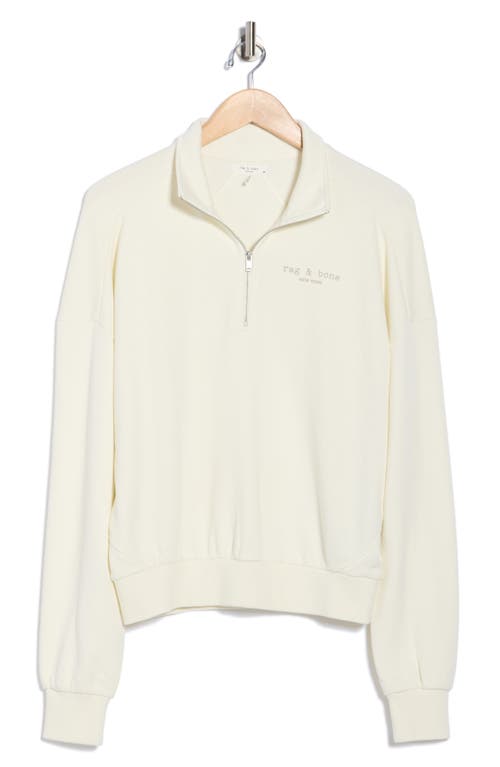 Rag & Bone Terry Half Zip Pullover In White