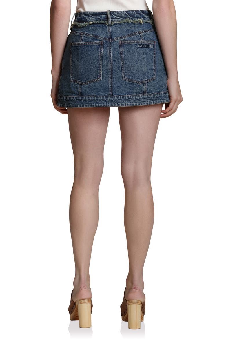 Front Split Denim Miniskort, Alternate, color, BALLPOINT WASH