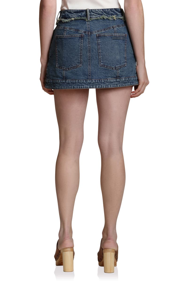 Avec Les Filles Front Split Denim Miniskort, Alternate, color, Ballpoint Wash