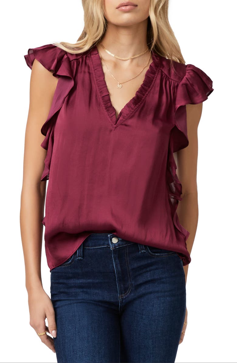 PAIGE Genie Ruffle Satin Blouse, Main, color, 