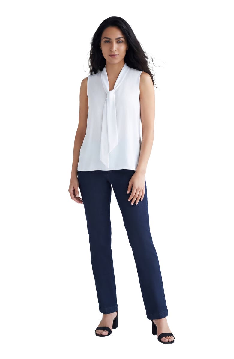 Jessica London Uptown Sleeveless Tie-Neck Blouse, Main, color, White
