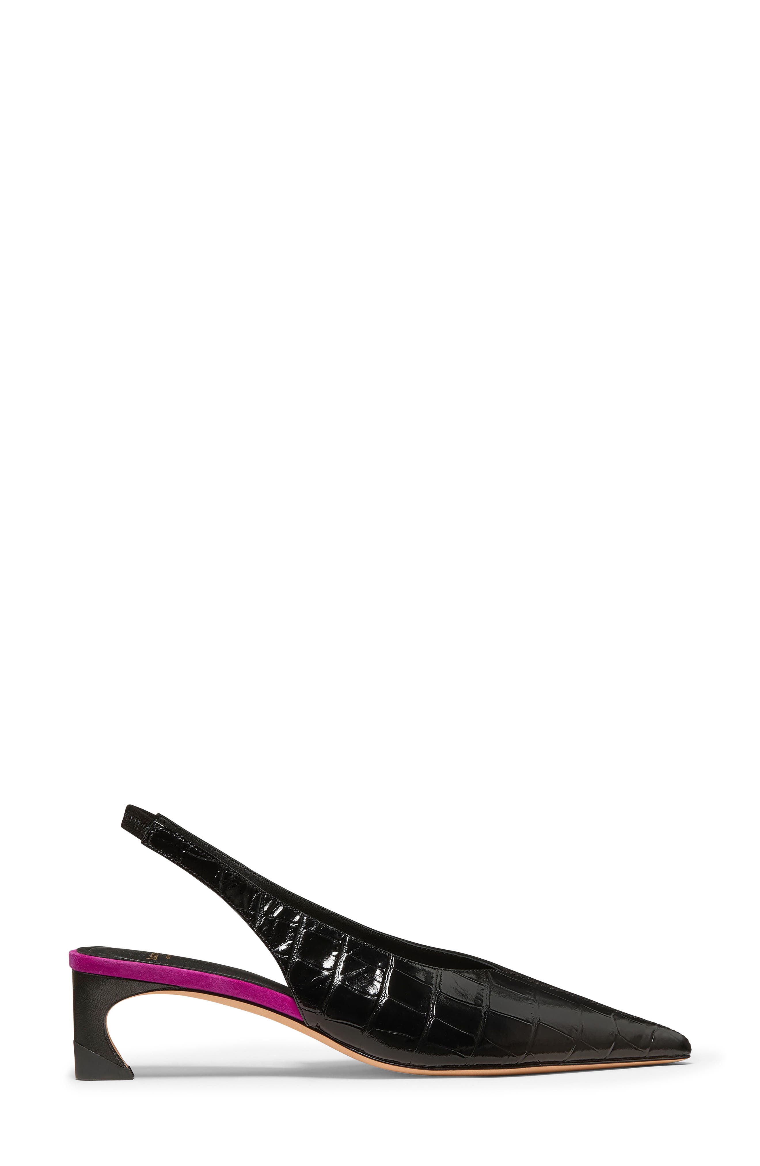 Viv Croc Embossed Slingback Pump, Alternate, color, BLACK