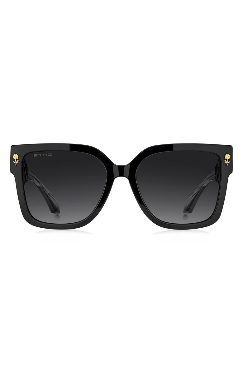 Etro 57mm Square Sunglasses, Main, color, Black/ Dark Grey Sf