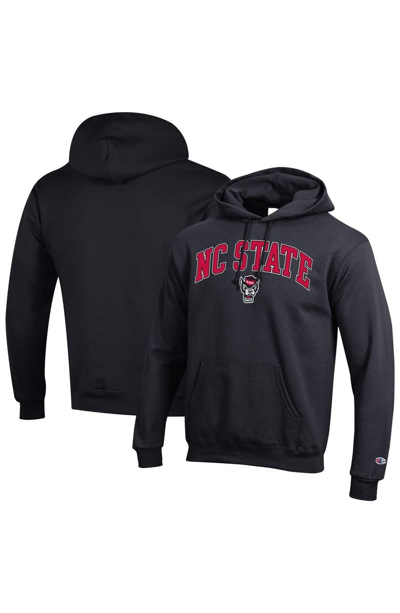 Champion Men's Champion Black NC State Wolfpack Arched Logo Fleece Pullover Hoodie, Alternate, color, Black