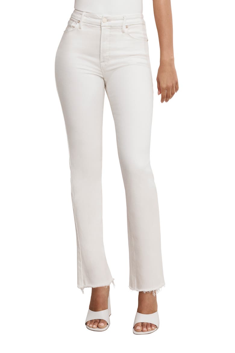 Soft-Tech Good Icon Frayed High Waist Straight Leg Jeans, Main, color, CLOUD WHITE001