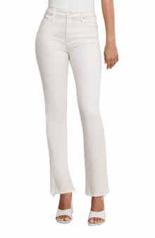 Good American Soft-Tech Good Icon Frayed High Waist Straight Leg Jeans