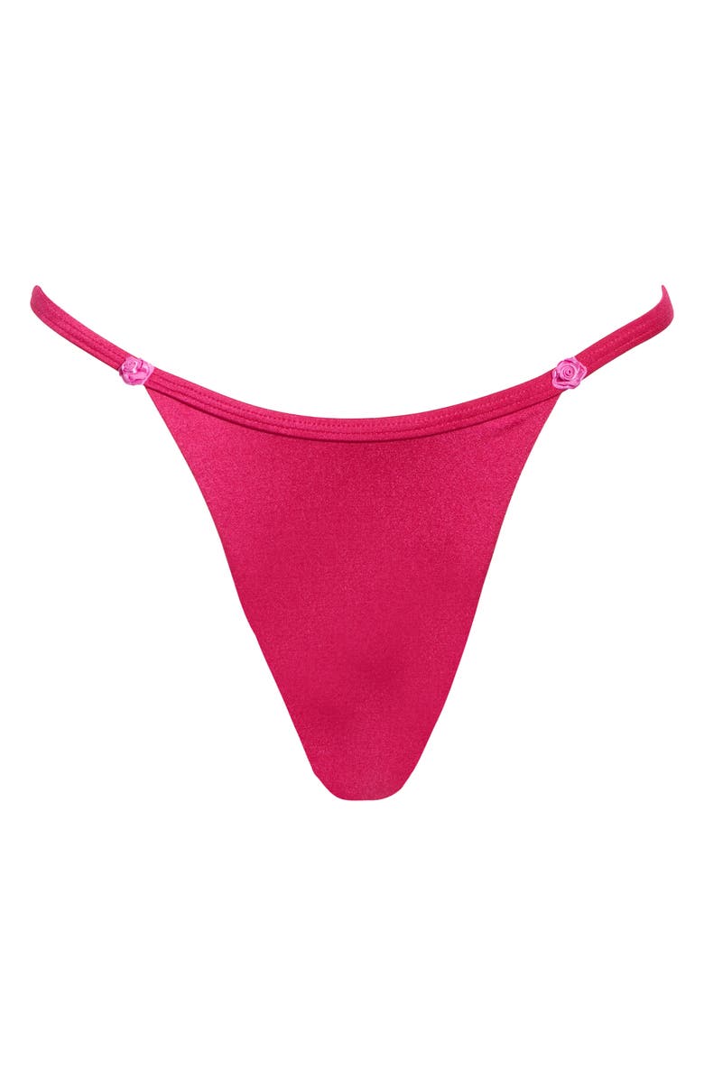 Good American Satin Bikini Bottoms, Alternate, color, Fuschia