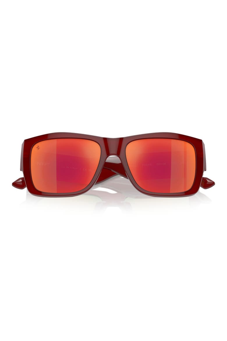 56mm Square Sunglasses, Alternate, color, RED / RED