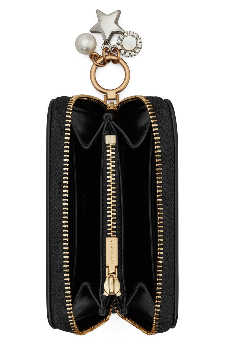 Tory Burch Small Kira Charm Diamond Quilted Leather Zip Wallet, Alternate, color, 