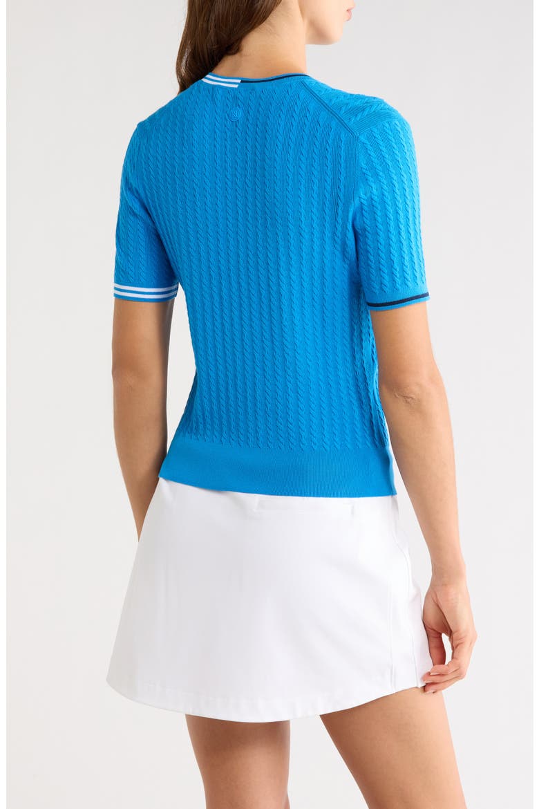 Cable Knit Short Sleeve Sweater, Alternate, color, CERULEAN
