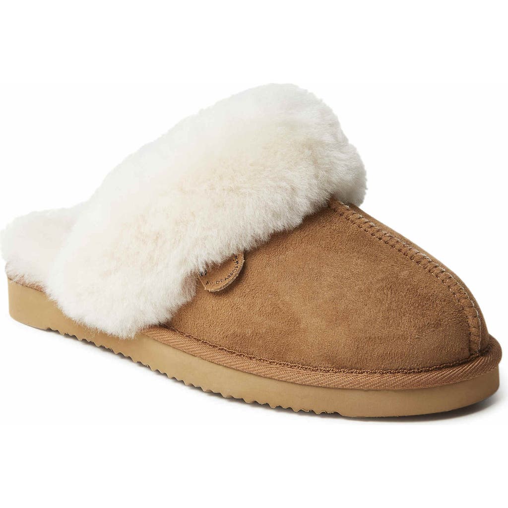 Dearfoams Fireside Melton Genuine Shearling Platform Scuff Slipper In Nude