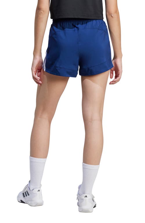 Shop Adidas Originals Adidas Pacer High Waist Recycled Polyester Shorts In Dark Blue/white