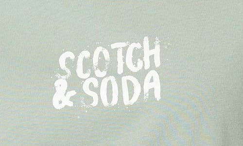Scotch & Soda Dyed Boxy Crop Graphic T-shirt In Green