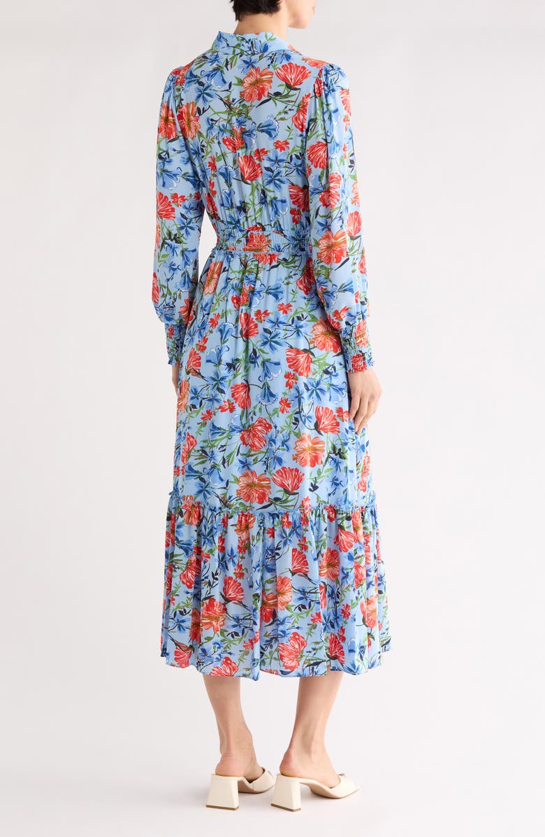 T Tahari Floral Long Sleeve Maxi Shirtdress, Alternate, color, Water Garden Print