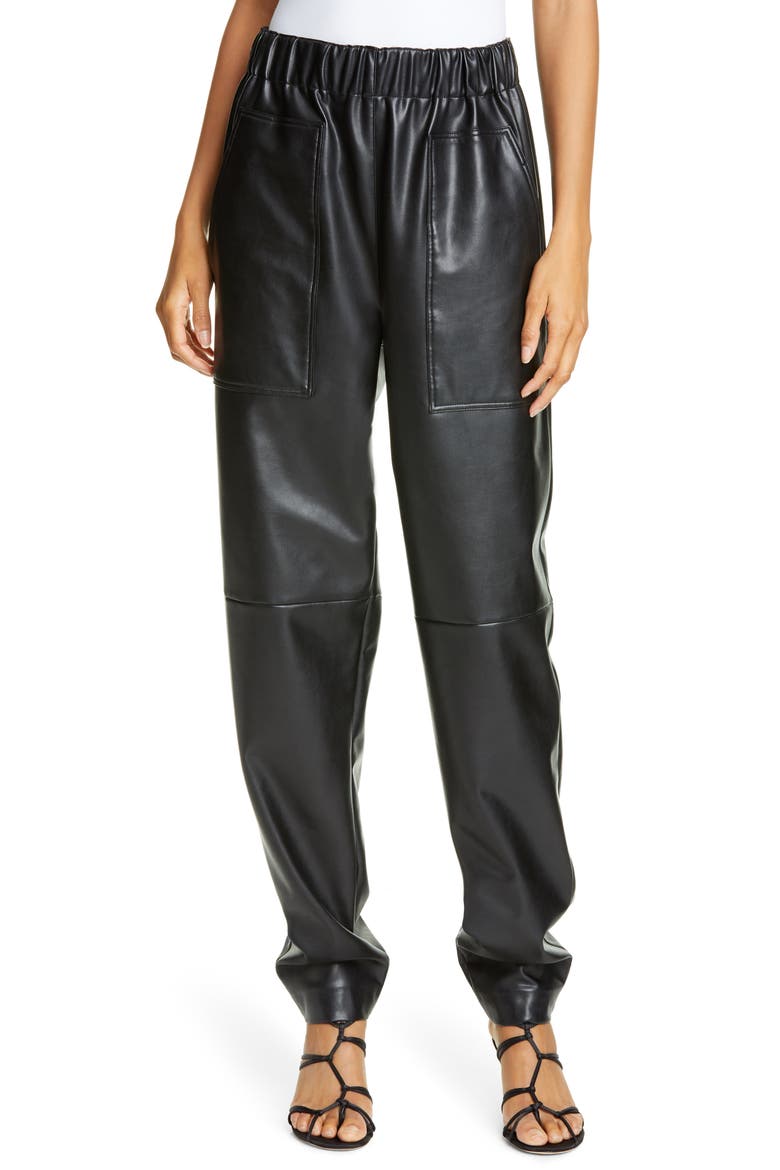 Faux Leather Jogger Pants, Main, color, BLACK