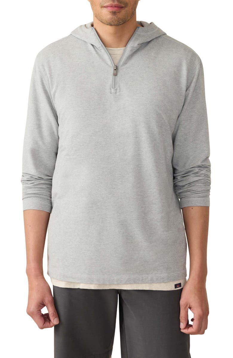 Faherty Movement Quarter Zip Hoodie, Main, color, Rock Grey Feeder