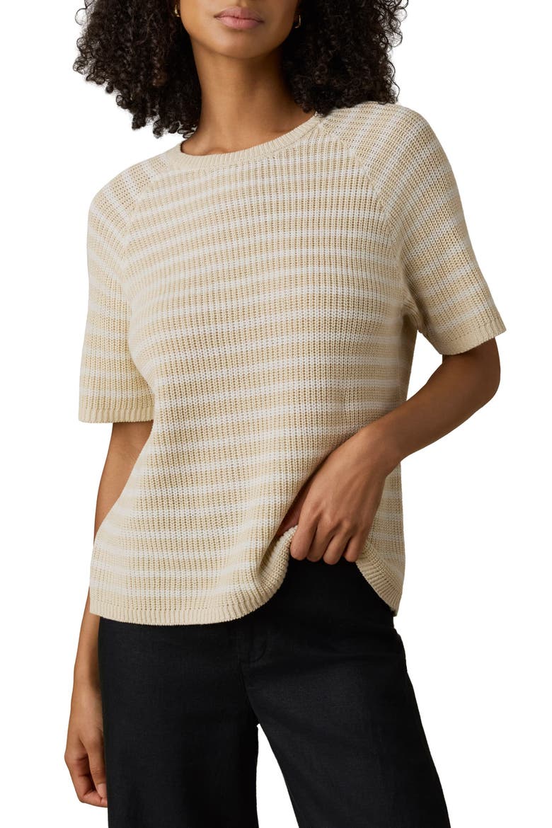 Miramar Stripe Linen & Organic Cotton Blend Sweater, Main, color, SAND LINES