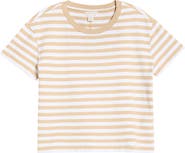 Caslon® Drop Shoulder Short Sleeve Stripe Cotton Tee