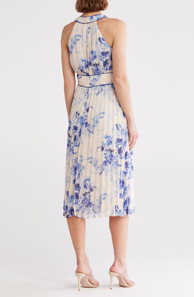 Calvin Klein Floral Halter Neck Chiffon Dress, Alternate, color, Ultramarine Multi