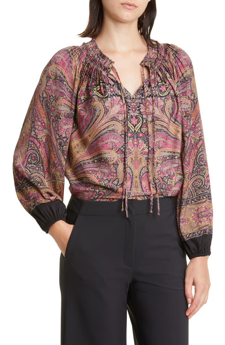 KOBI HALPERIN Jody Print Peasant Blouse, Main, color, 