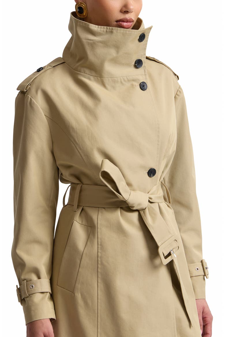 Belted Cotton Blend Trench Coat, Alternate, color, BEIGE