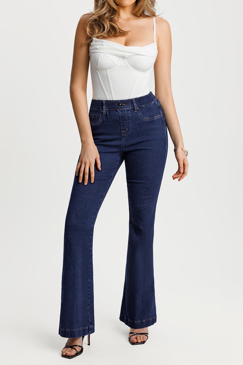 Sculpting High-Rise Stretch Flare Jeans, Main, color, Denim Blue