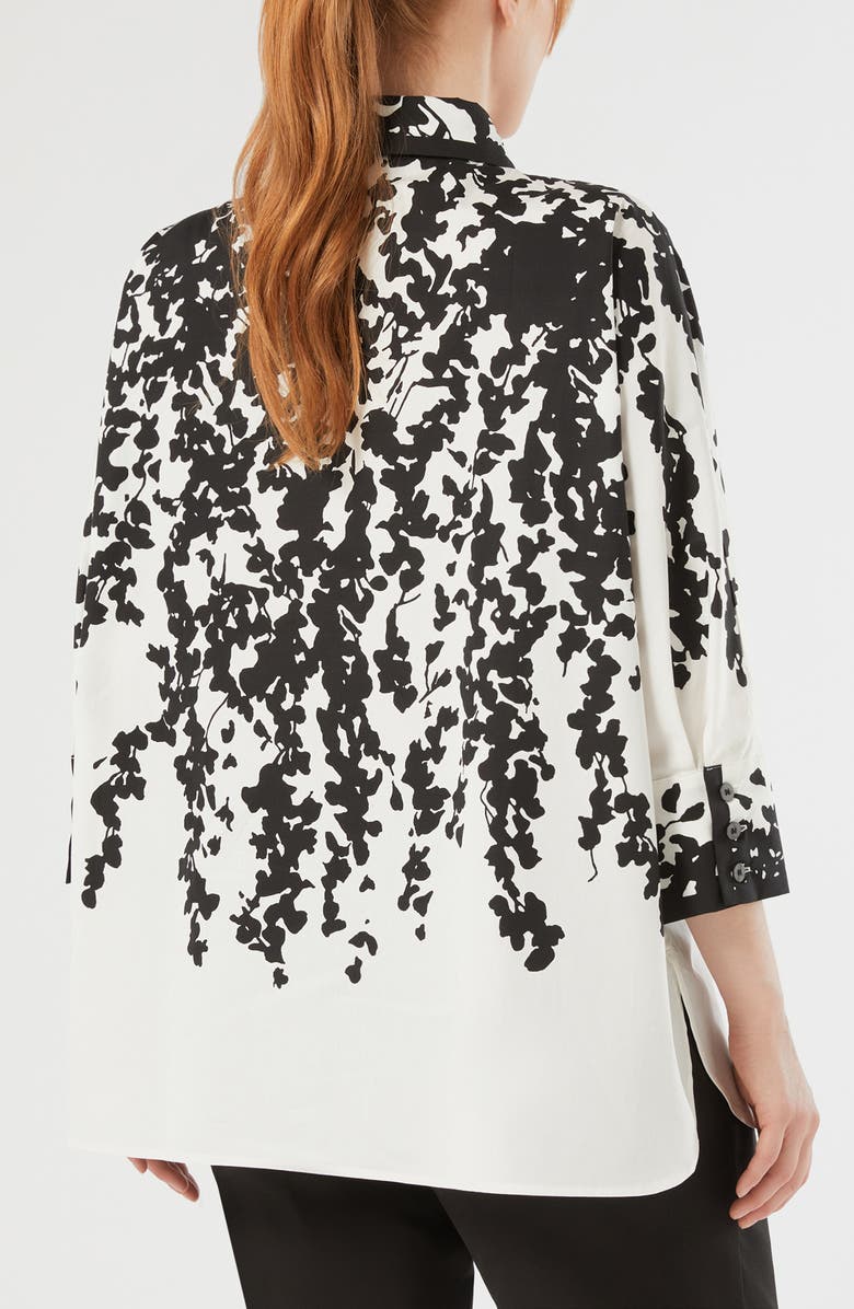 Marina Rinaldi Calao Cotton Button-Up Shirt, Alternate, color, White Black
