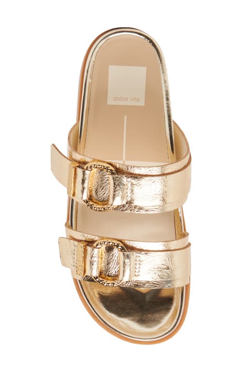 Dolce Vita Soya Platform Sandal In Gold Distressed Leather
