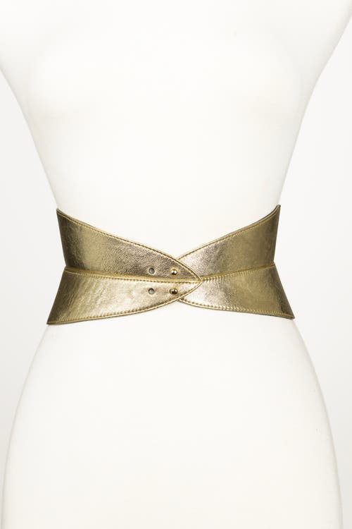 Raina Belts Corset Leather Belt In Gold