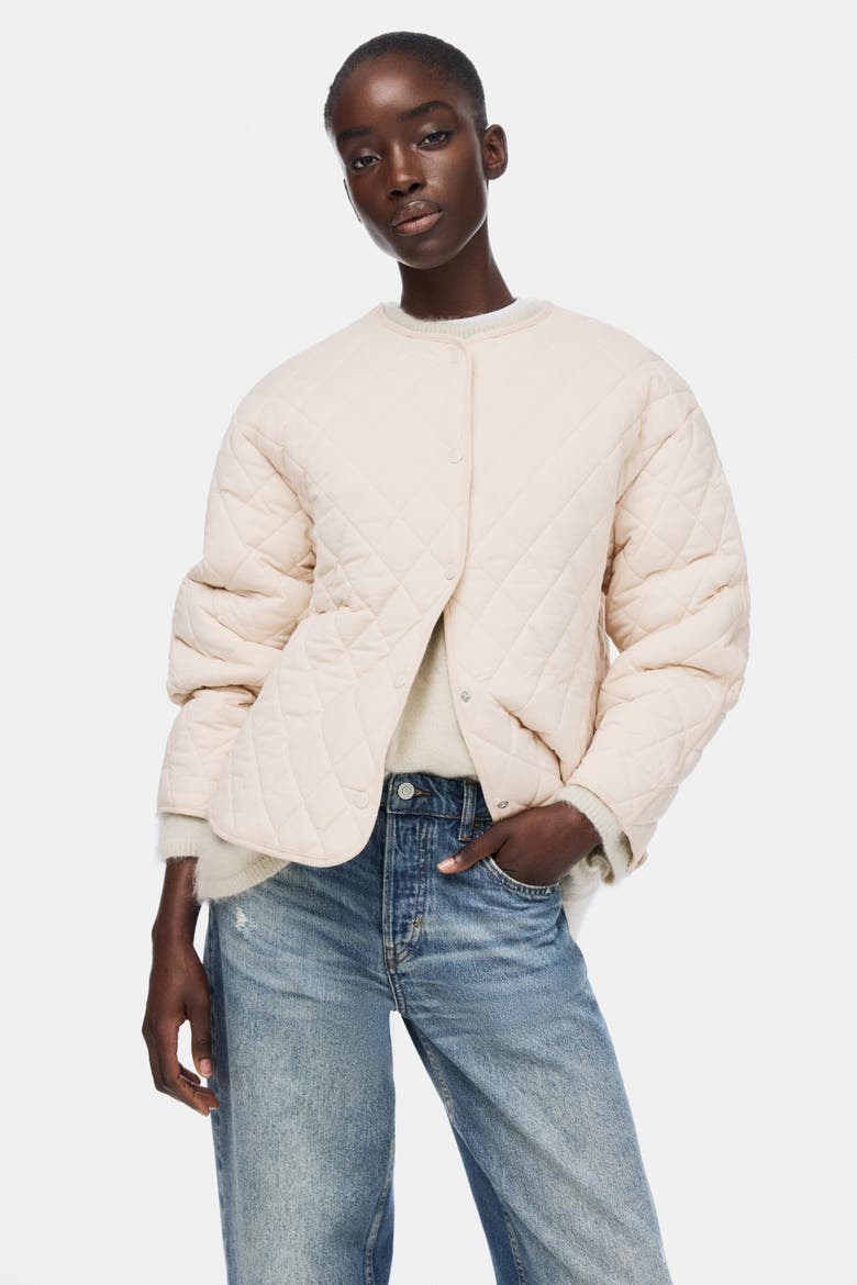 Quilted Jacket, Alternate, color, Light beige