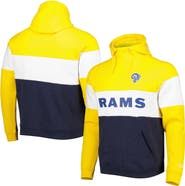 New Era Men's New Era Navy/Gold Los Angeles Rams Colorblock Throwback Pullover Hoodie