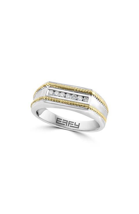 Men's Diamond Two-Tone Signet Ring
