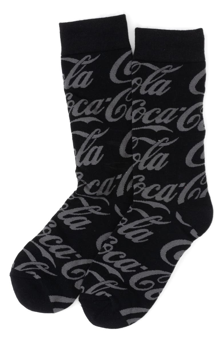 Cufflinks, Inc. Coke Crew Socks, Alternate, color, Black
