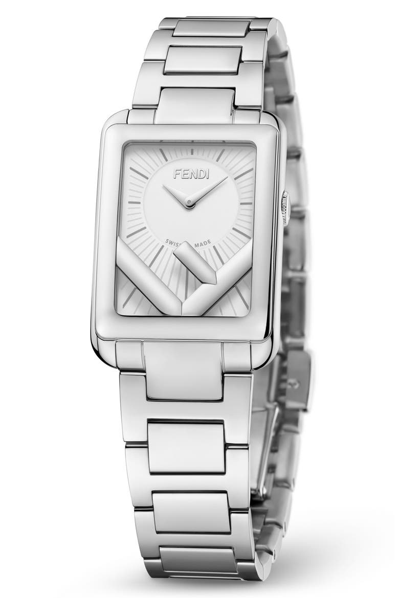 Run Away Rectangle Bracelet Watch, 22.5mm x 32mm, Alternate, color, SILVER