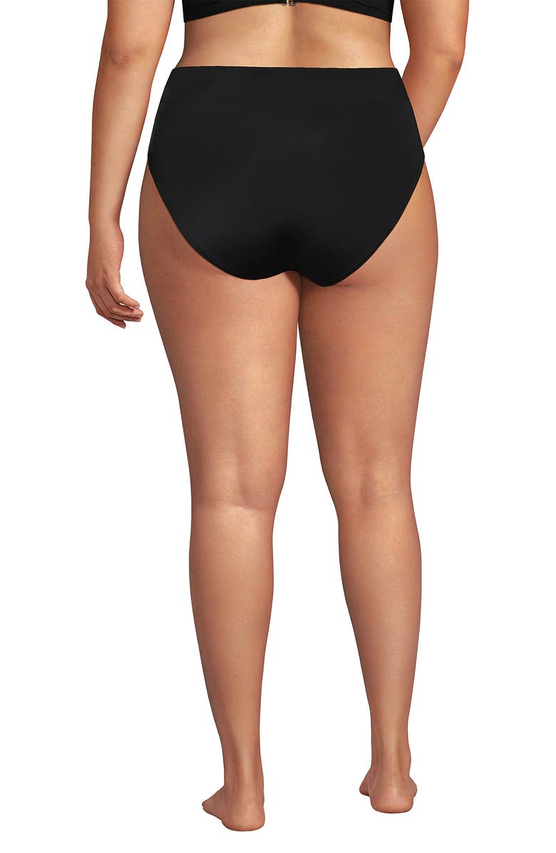 Lands' End Tugless High Waisted Bikini Bottoms, Alternate, color, Black