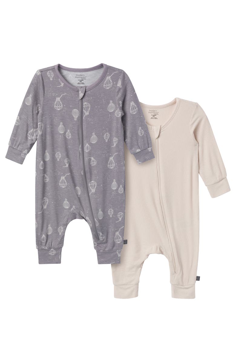 Modern Moments<sup>™</sup> by Gerber Hot Air Ballon Footless Coveralls, Main, color, Silver Hot Air Ballon