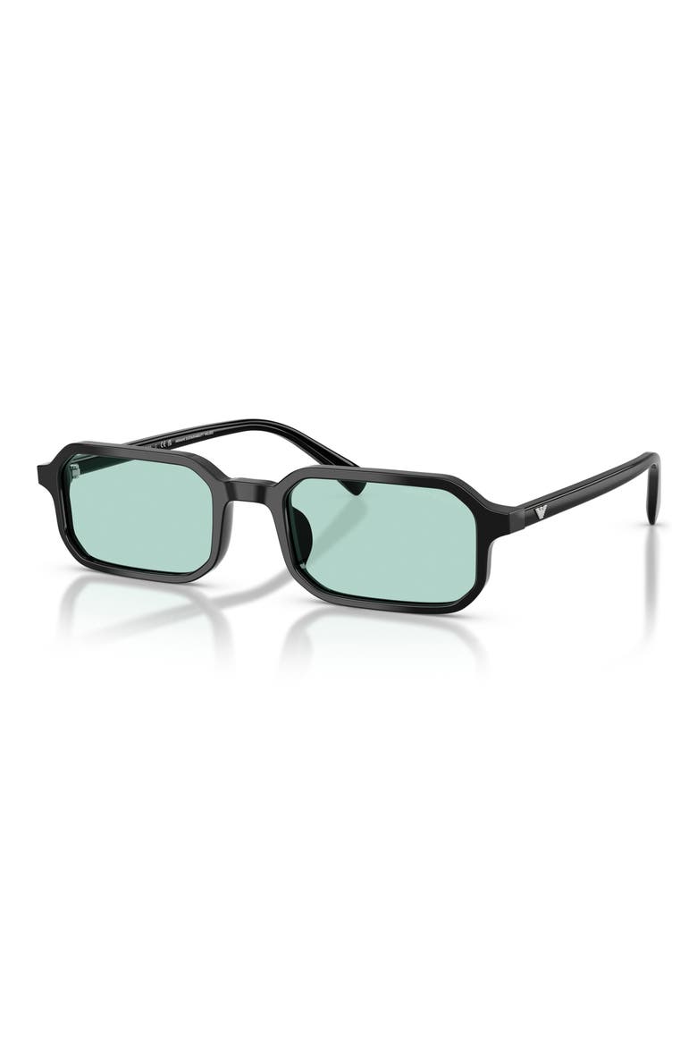 54mm Rectangle Sunglasses, Alternate, color, SHINY BLACK / LIGHT AZURE