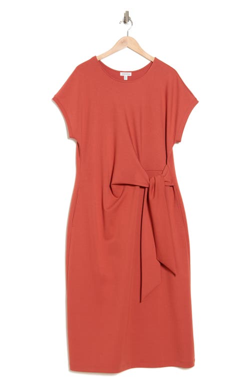 Nordstrom Tie Waist Midi Dress In Rust Spice