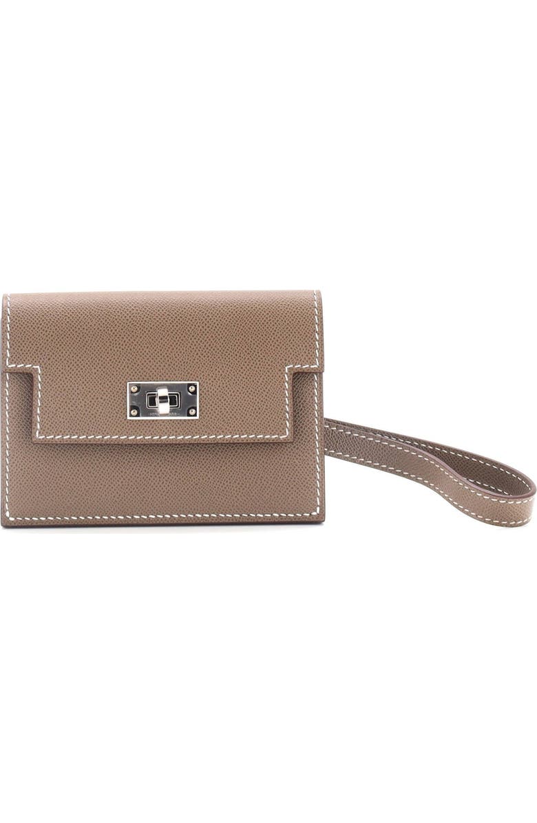 Pre-Owned Hermes Kelly Pocket Slim Wristlet Wallet Madame, Main, color, Etoupe