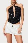 EDIKTED Cowl Neck Open Back Halter Top