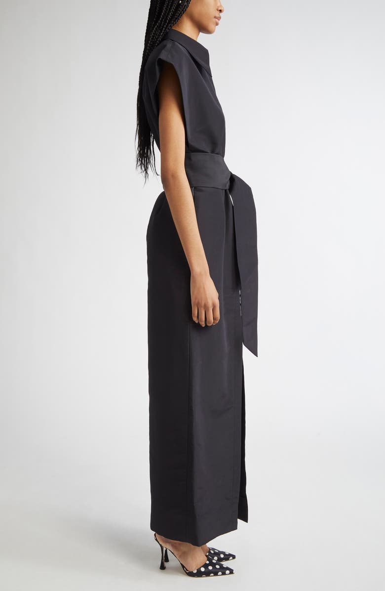 Carolina Herrera Cap Sleeve Silk Faille Column Trench Dress, Alternate, color, 