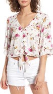 Sun & Shadow Floral Tie Hem Crop Top