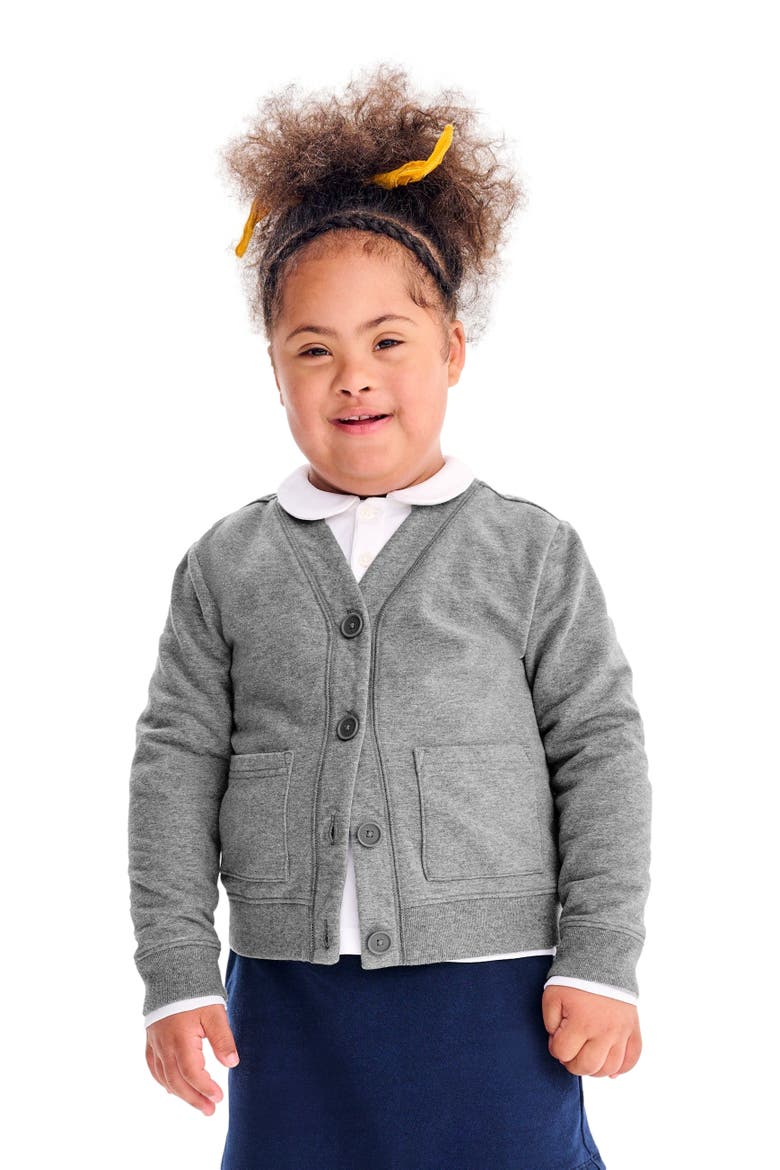 Kids Sweatshirt Cardigan, Alternate, color, Heather Storm Gray