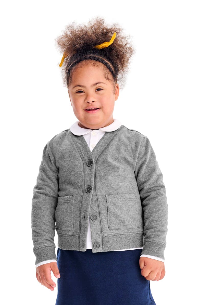 Primary Kids Sweatshirt Cardigan, Alternate, color, Heather Storm Gray