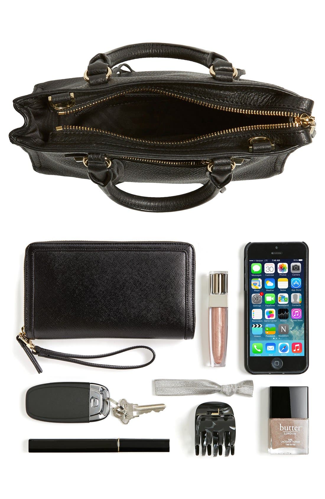 'Micro Regan' Satchel, Alternate, color, BLACK/ LIGHT GOLD HRDWR