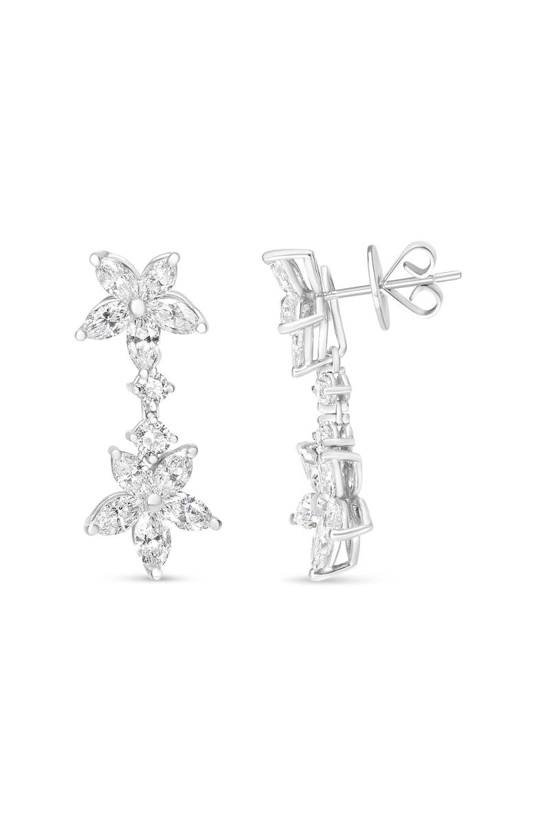 Haus of Brilliance 18k White Gold 6 Ctw Marquise Diamond Floral Dangle Drop Earring, Alternate, color, White