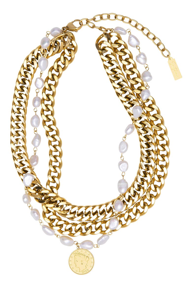 Aragon Freshwater Pearl Necklace, Main, color, WHITE